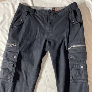 Born Fly Mens black cargo pants with zippers size 40 x 32